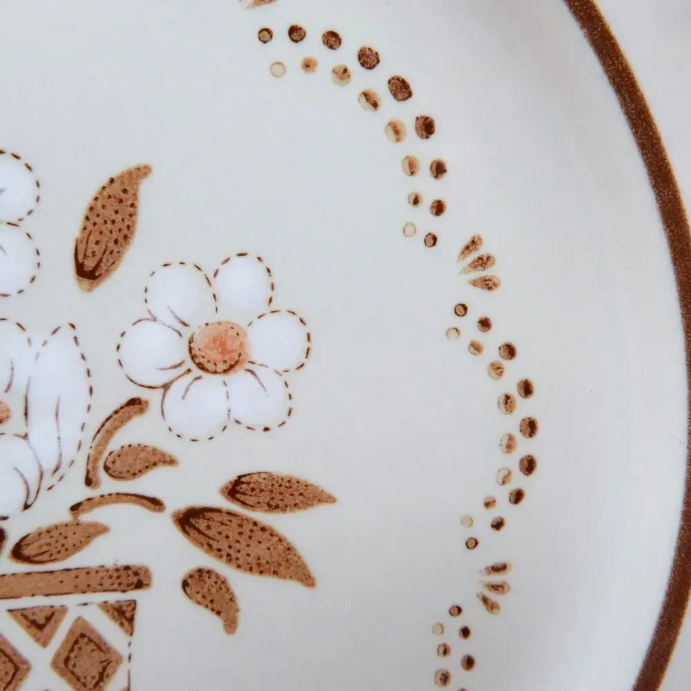 Cumberland Mayblossom Stoneware Japan Dessert Plates Set of 3 Brown Floral 7.75